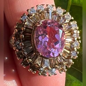 Elegant Sterling Silver Pink Topaz Statement Ring Size 8